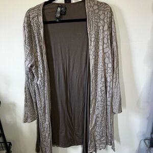 Marla Wynne Brown Patterned Open Cardigan Sz Large
